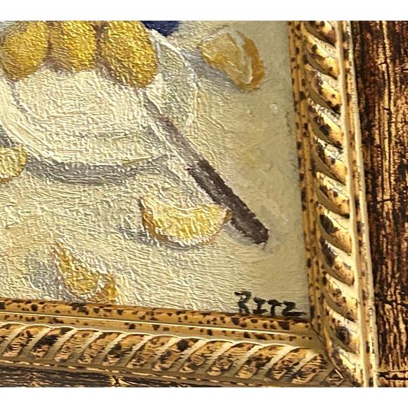 Oil Painting Still Life With Lemons Artist Ritz 14 X 13 Small - Picture 8 of 8